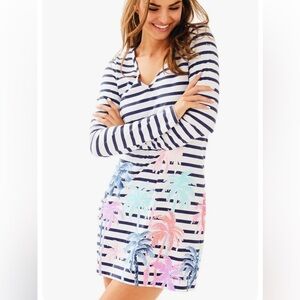 Lilly Pulitzer Beacon Palm Tree Resort White Desert Palm Stripe Dress